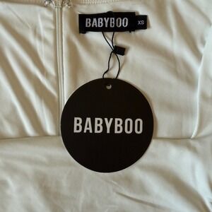 BABYBOO Fashion Candice Mini Dress‎ White Ruched Long Sleeve Bodycon XS